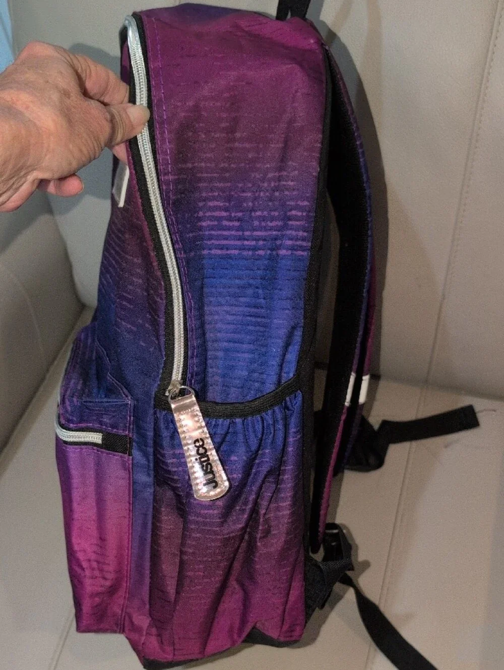Justice Purple to Blue Ombre Backpack With Rose Gold Accents Vintage